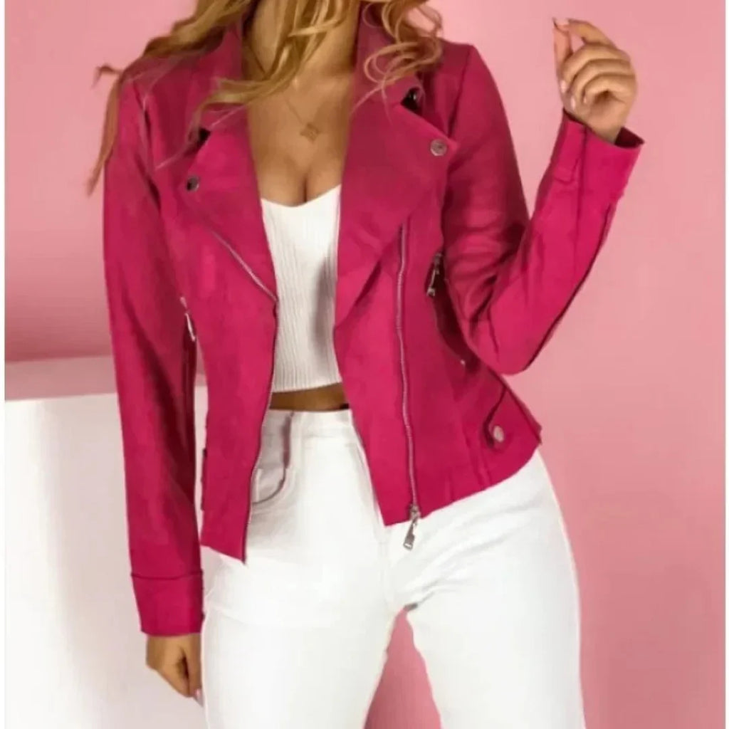 Pink Faux Leather Jacket