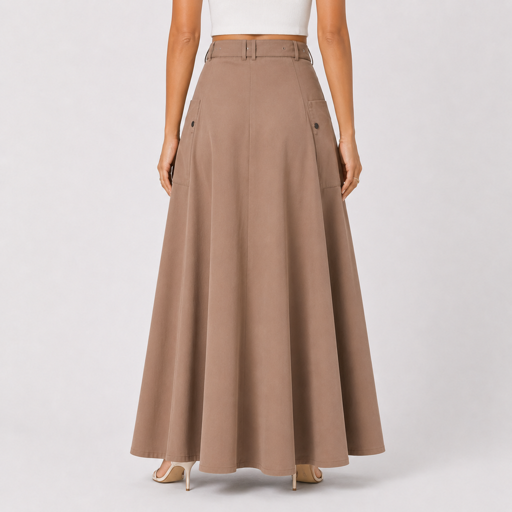 Khaki Maxi Cargo Skirt