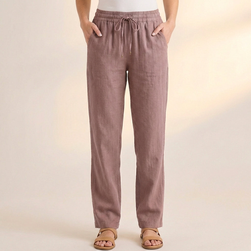 Relaxed-Fit Full-Length Blend Casual Drawstring Trousers