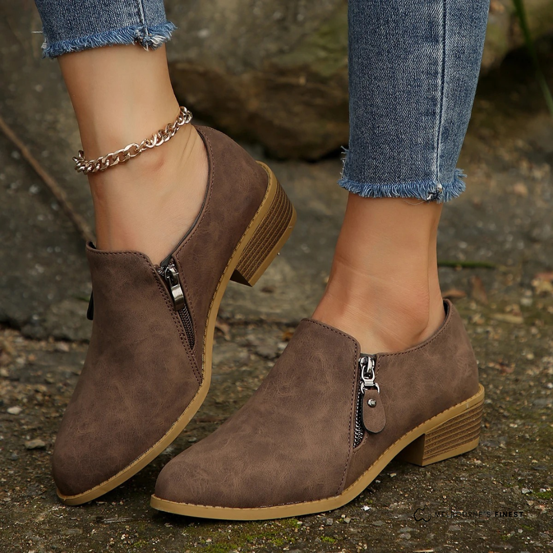 Brown orthopedic zip-up ankle Boots
