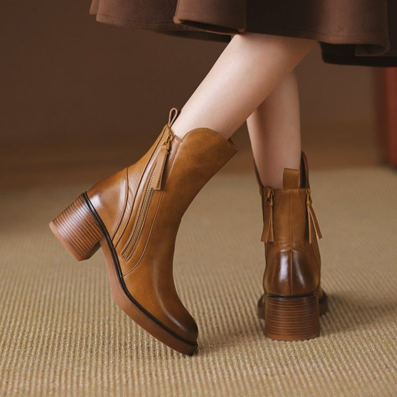 Black leather ankle Boots