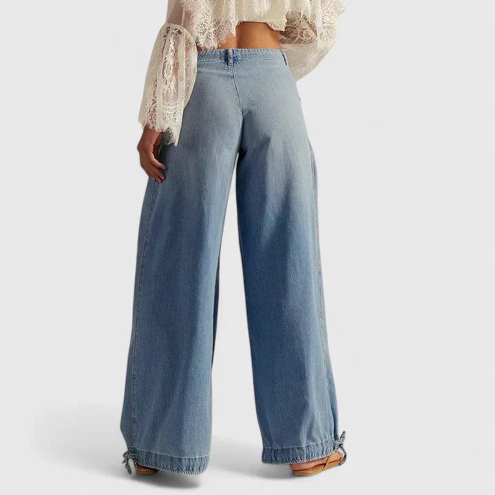 Light Blue wide-leg pleated Pants