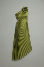 Women’s Ascot One-Shoulder Pleated Midi Dress