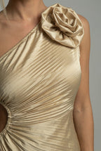 Women’s Ascot One-Shoulder Pleated Midi Dress