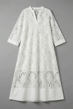 Women's Embroidered Midi Dress – Elegant Lace Detail & Relaxed Everyday Fit