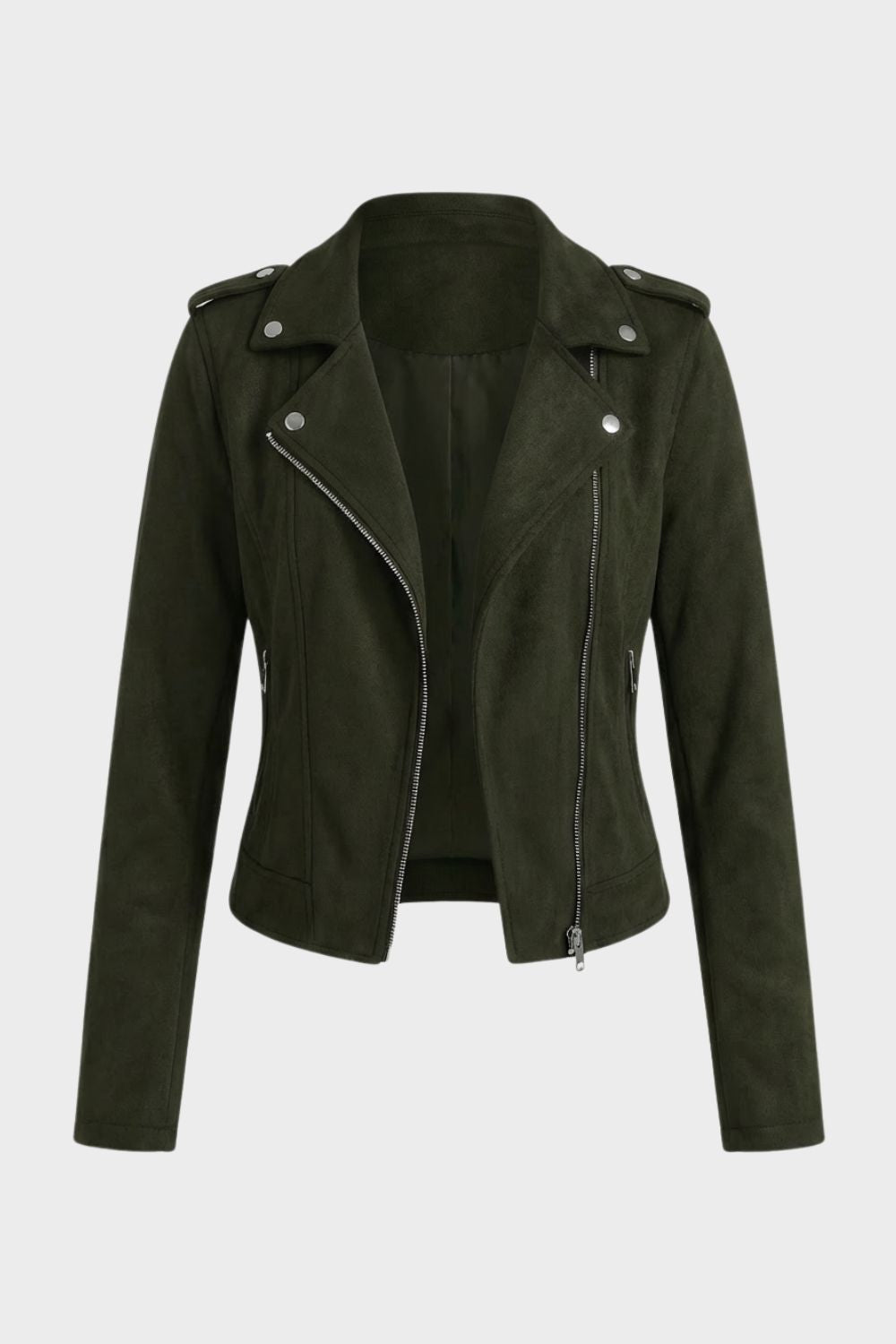 Pink Leather Biker Jacket, front view