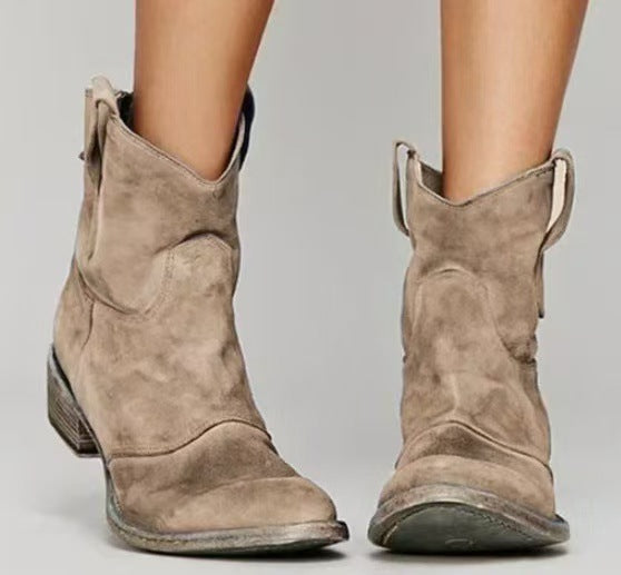 Light Brown suede ankle Boots, front view