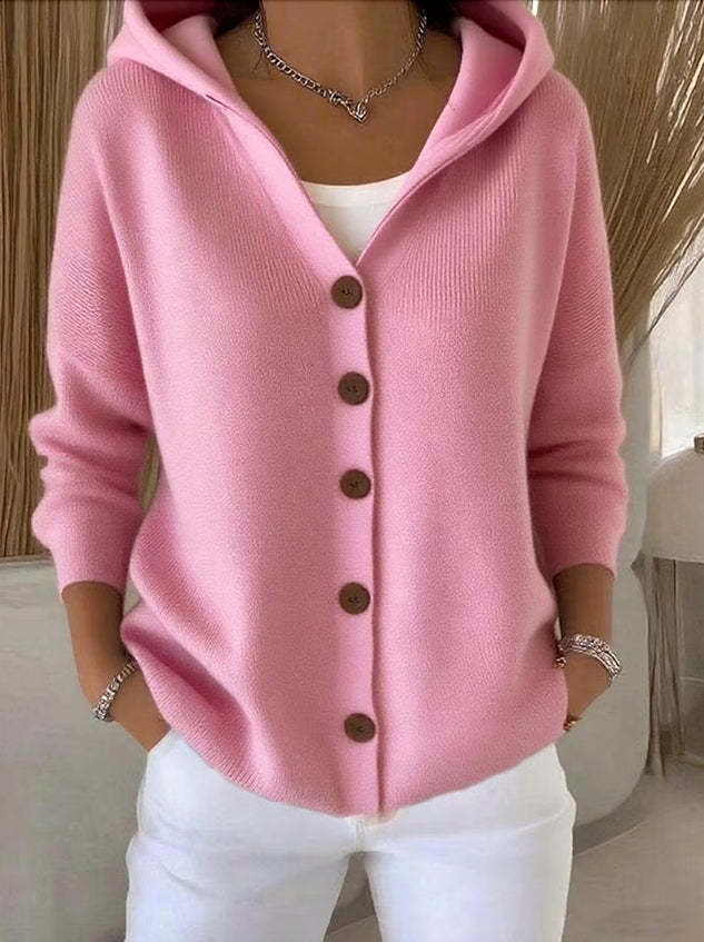 Multicolor artistic print button-front hoodie