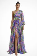 One Shoulder Floral Maxi Dress Wedding Guest