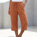 Relaxed-Fit Calf-Length Pants with Drawstring Waist and Pocket Details