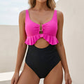 Ruffled Peplum High Rise Two Piece Swimsuit