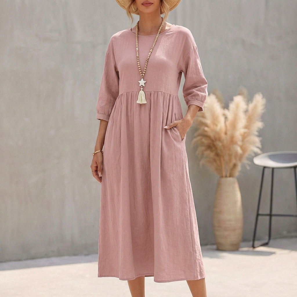 Breezy Bohemian Midi Dress - Effortless Chic for Sunny Days