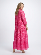 Colorful Tiered Summer Dress with Three Quarter Sleeves