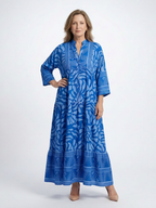 Colorful Tiered Summer Dress with Three Quarter Sleeves