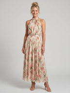 Aurelle - Halter Neck Floral Midi Dress