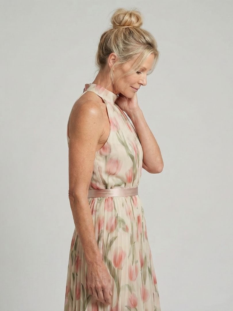 Aurelle - Halter Neck Floral Midi Dress