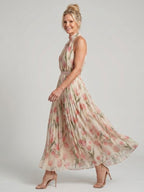 Aurelle - Halter Neck Floral Midi Dress