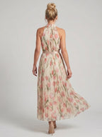 Aurelle - Halter Neck Floral Midi Dress