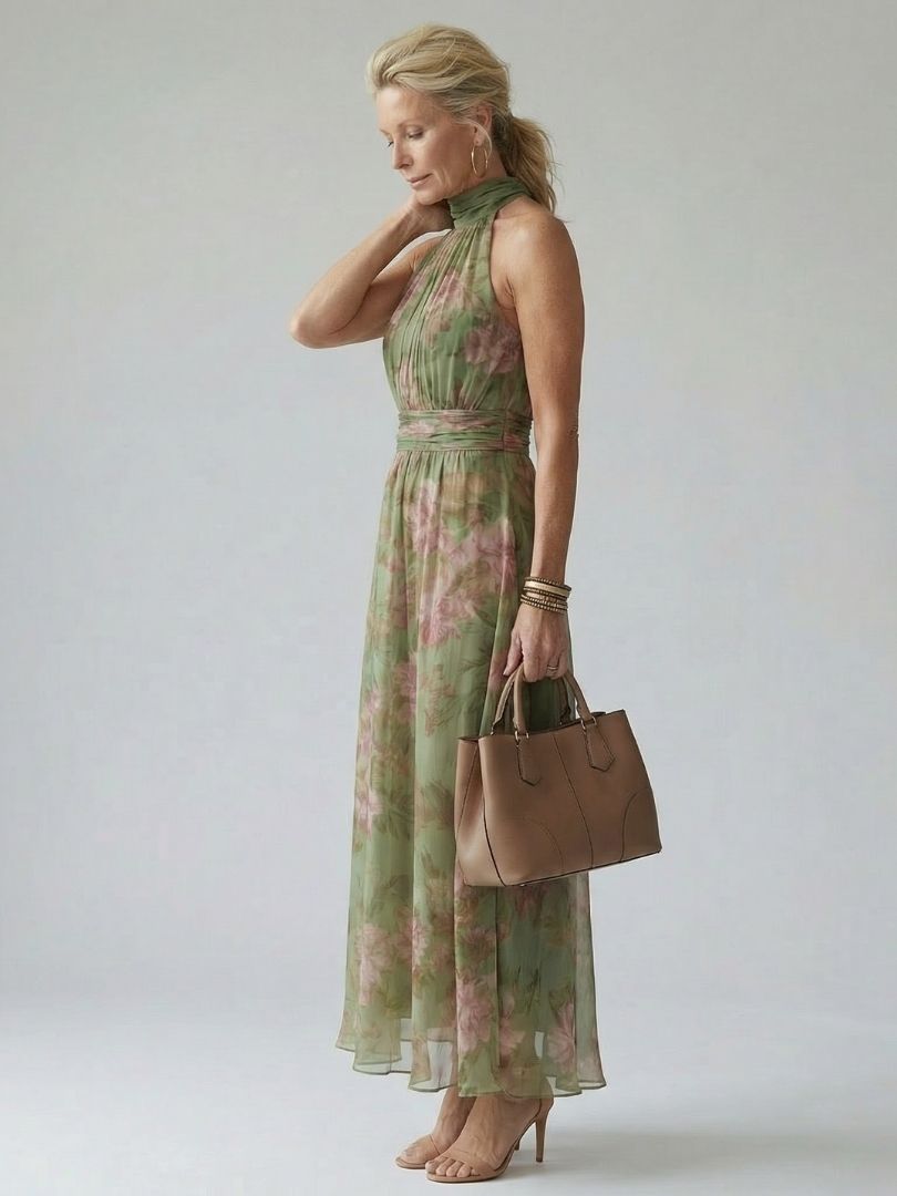 sage midi dress for summer Timeless Allure Satin Midi Dress in Sage