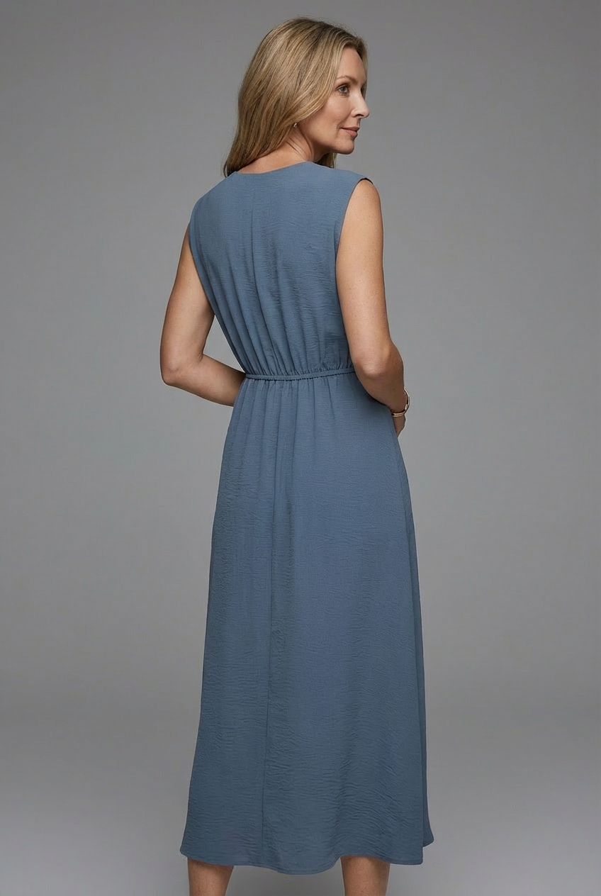 Women’s Sleeveless Round Neck Comfortable Midi Dress