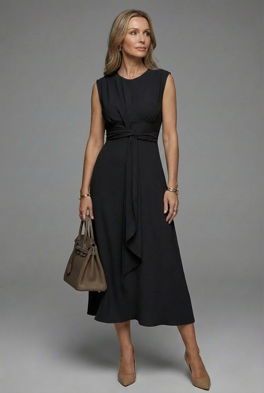 Women’s Sleeveless Round Neck Comfortable Midi Dress