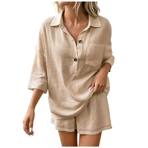 Breathable Linen Two Piece Set Summer