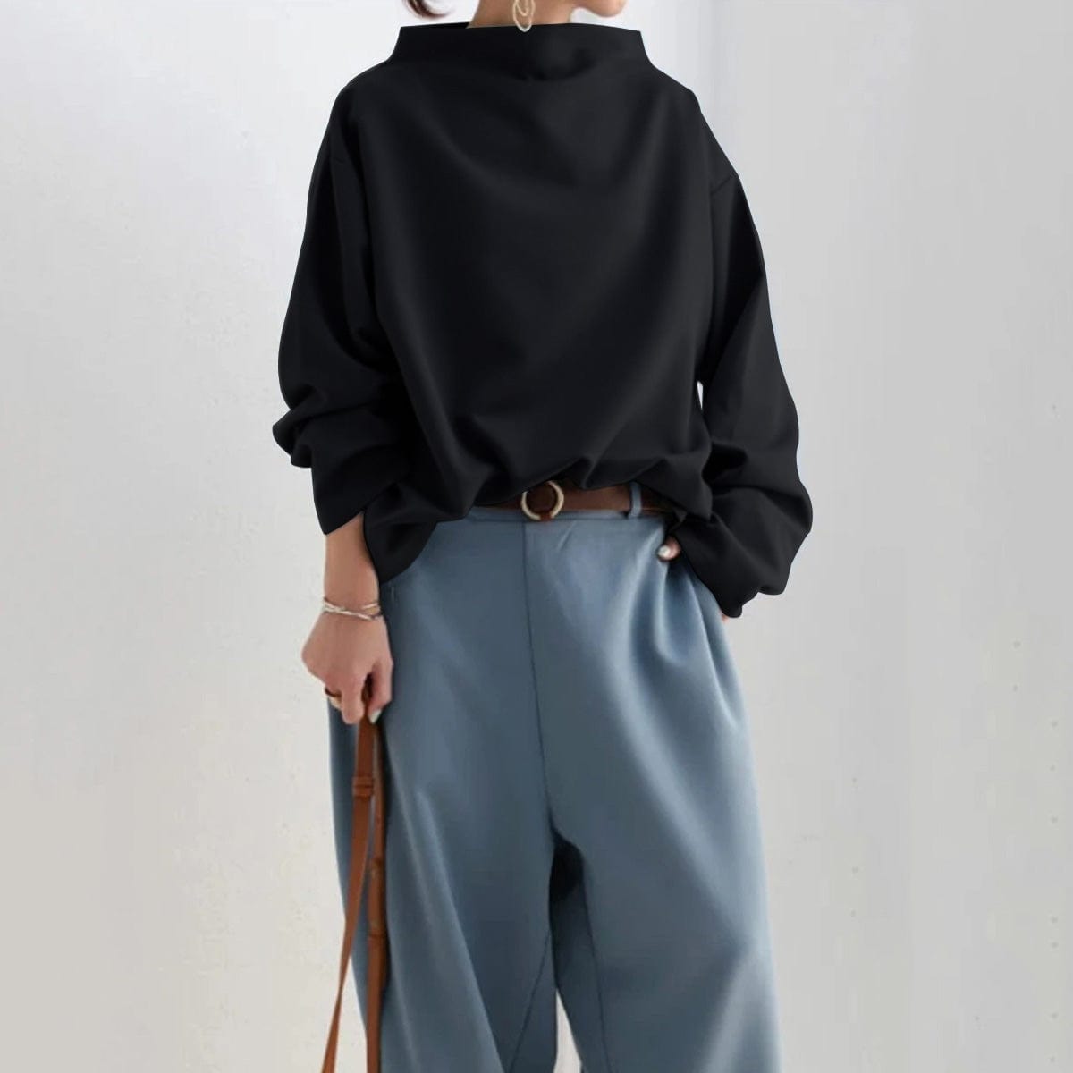 Black High-neck Soft Knit Sweater