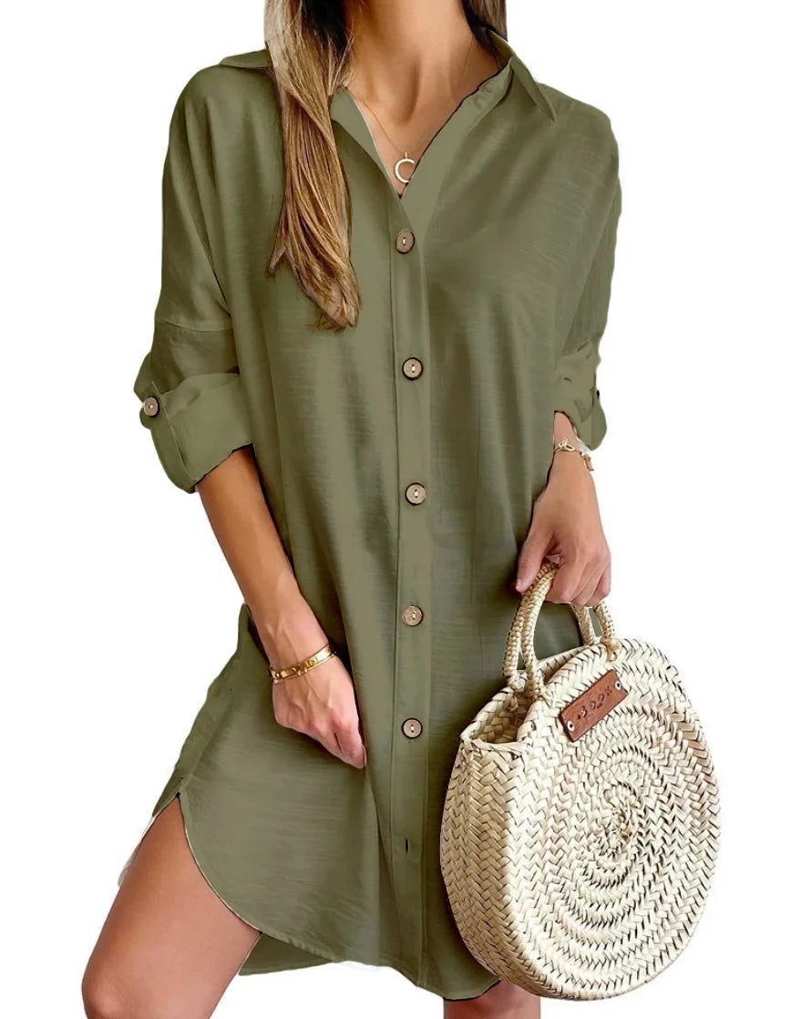 Women's Button Up Shirt Dress