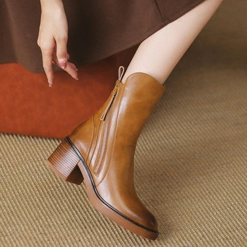 Brown leather ankle Boots