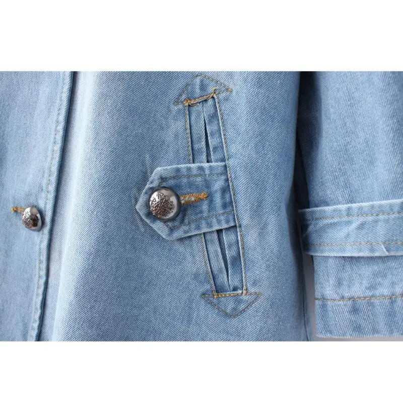 Light Blue Trench-Inspired Denim Coat