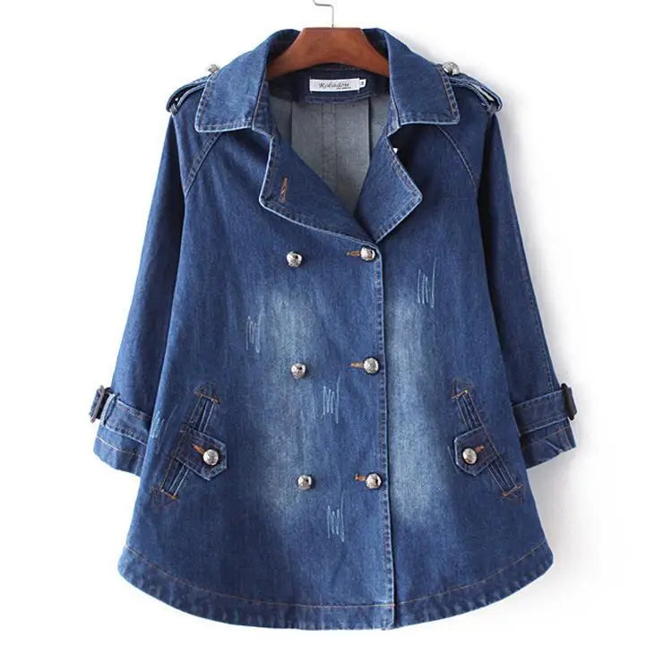 Light Blue Trench-Inspired Denim Coat