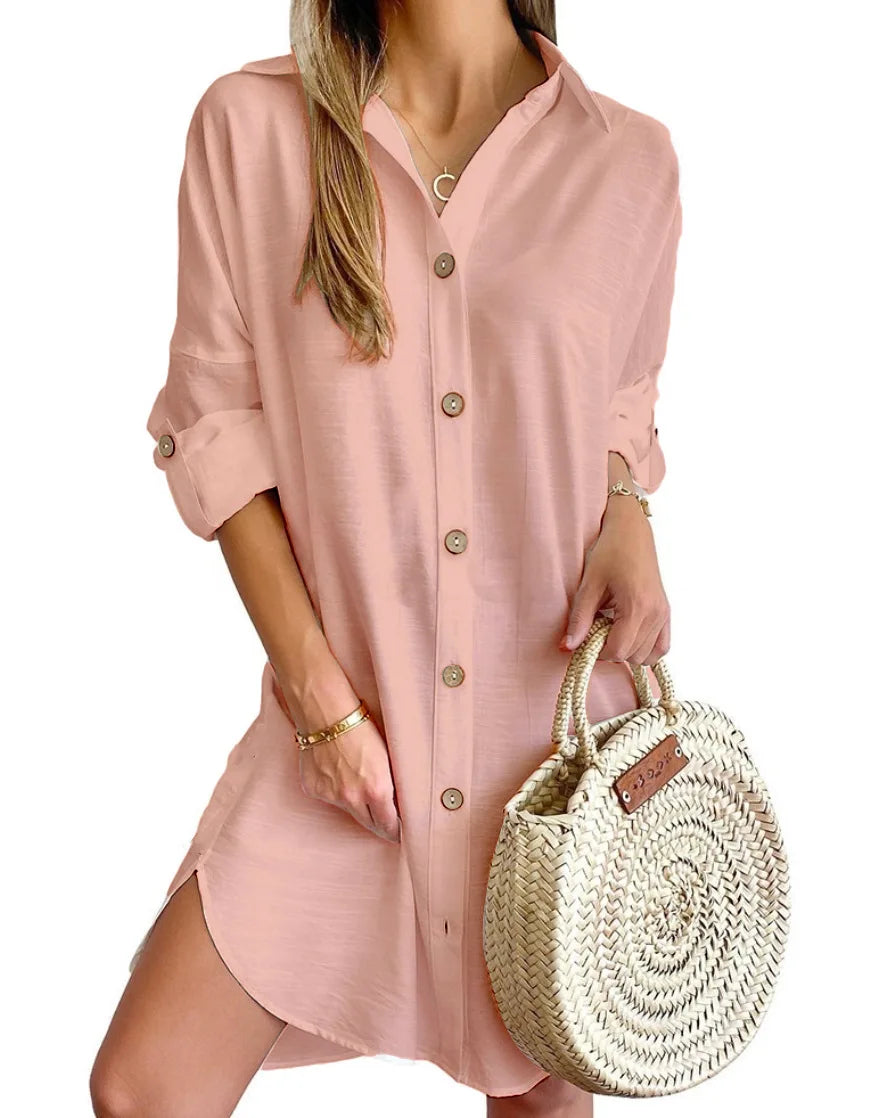 Women's Button Up Shirt Dress