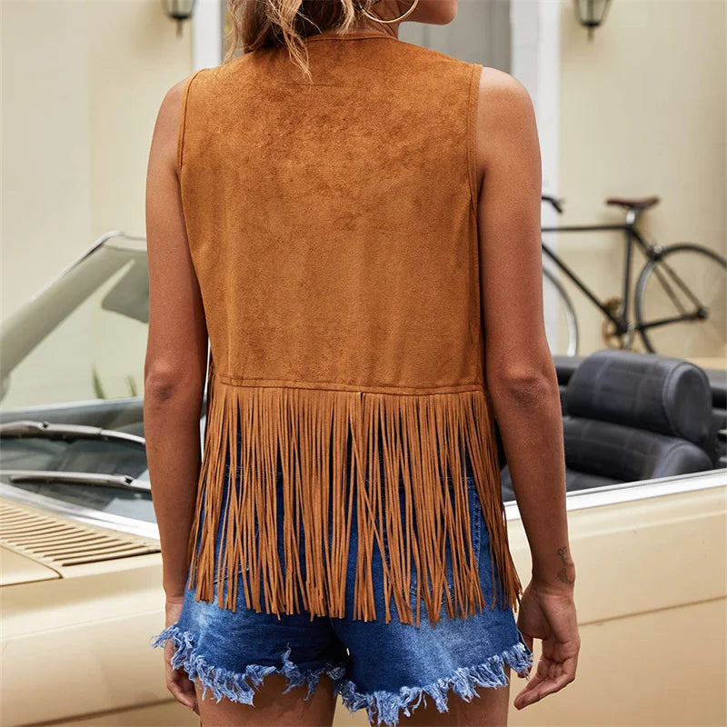 Fringe faux suede vest