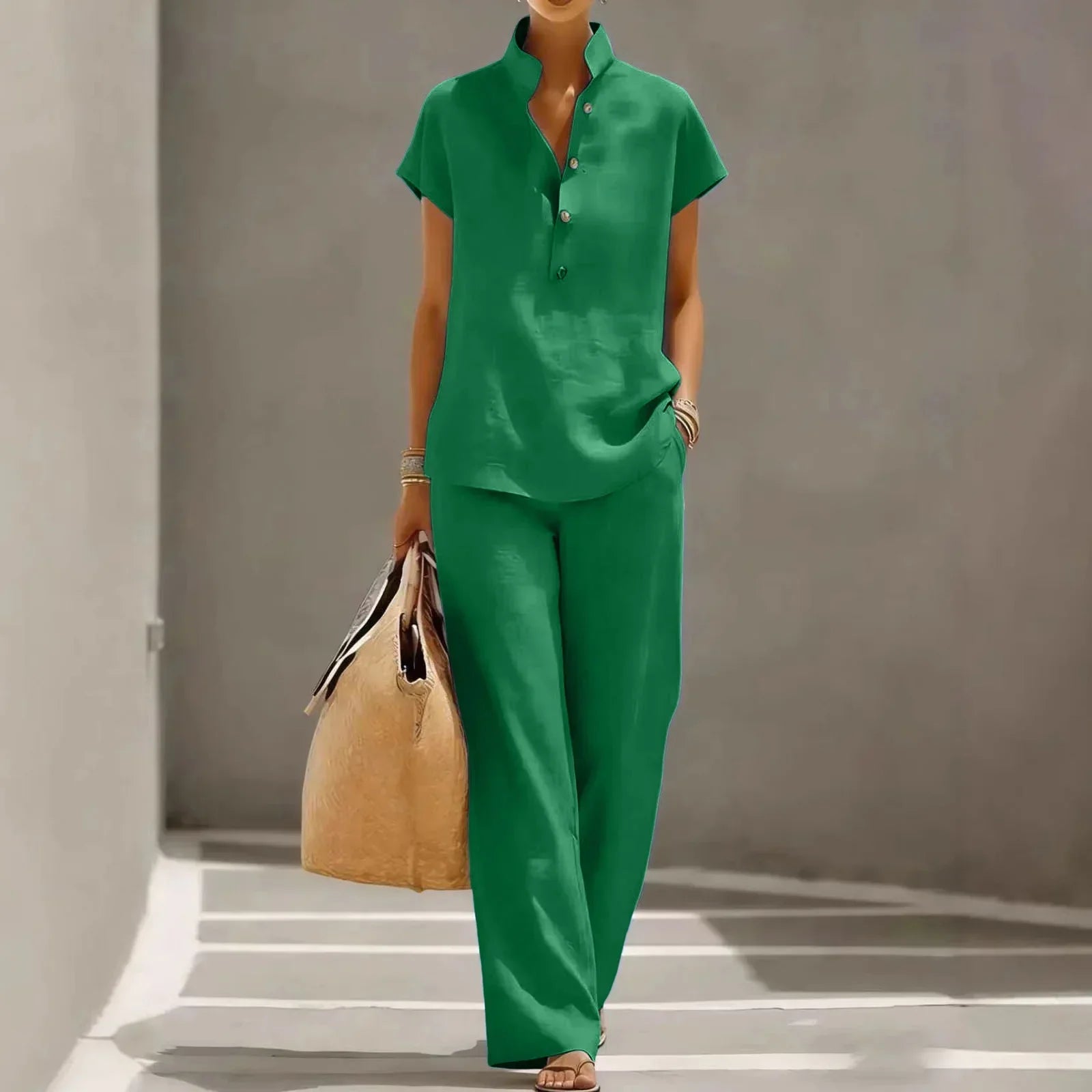 Linen Two Piece Set Vacation Summer