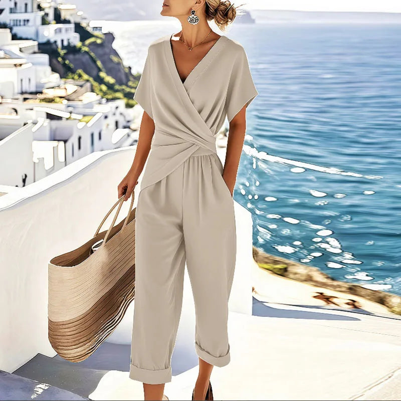 Elegant Summer Two-Piece Set with Wrap Top