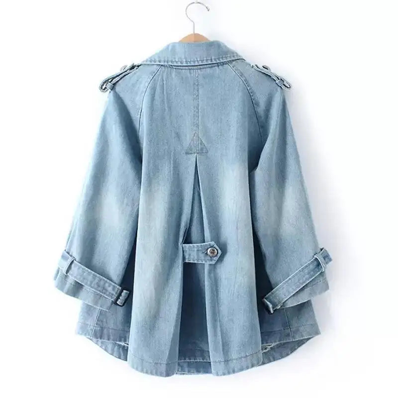 Light Blue Trench-Inspired Denim Coat