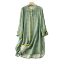 Women's Breathable Linen Front-Button Tunic Dress