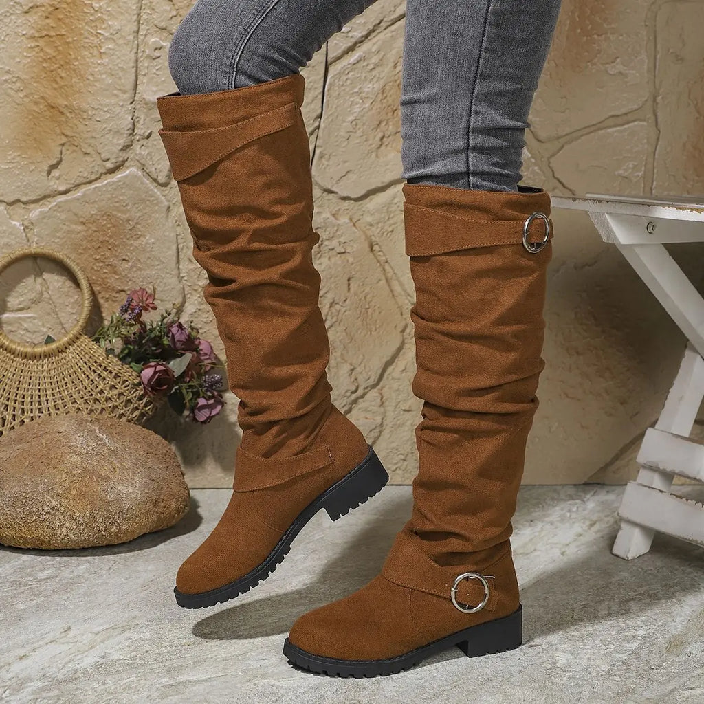 Light Brown slouchy knee-high Boots