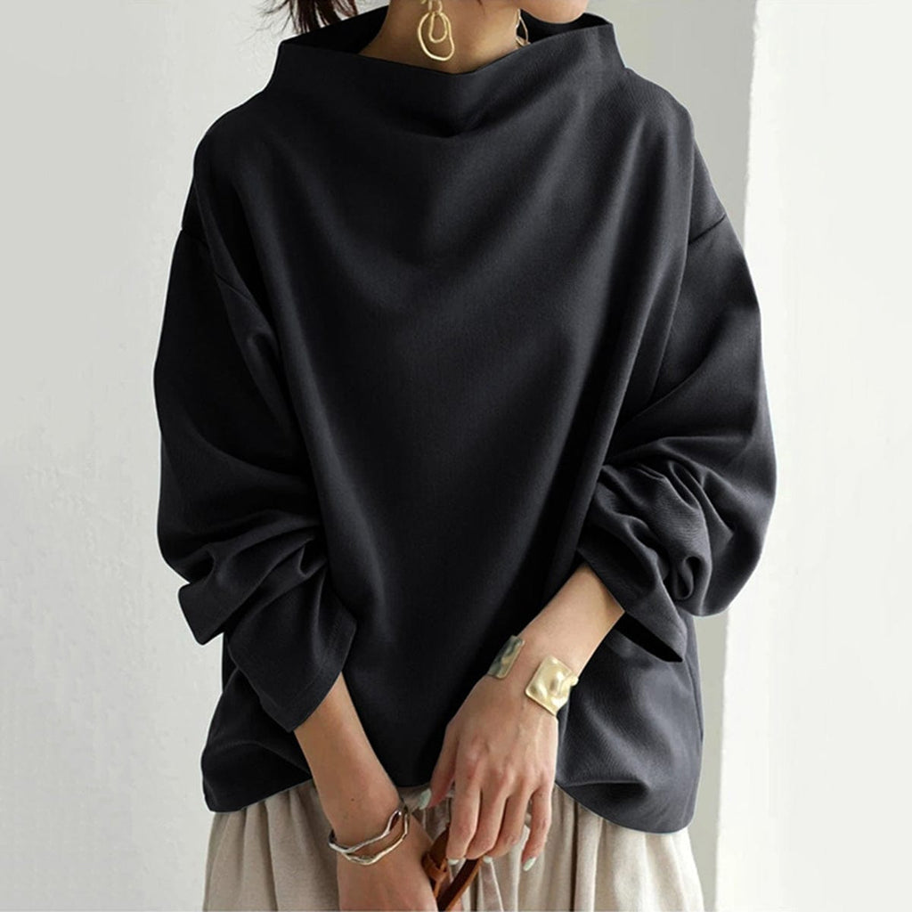 Black High-neck Soft Knit Sweater