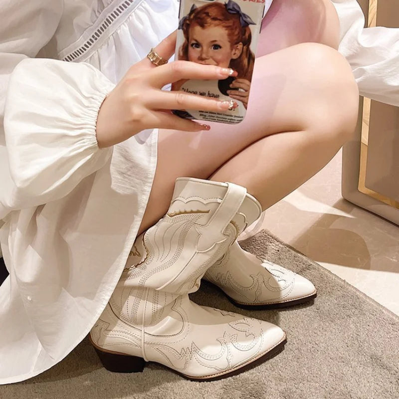 Beige western cowboy Boots