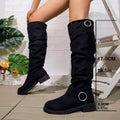 Black slouchy knee-high Boots