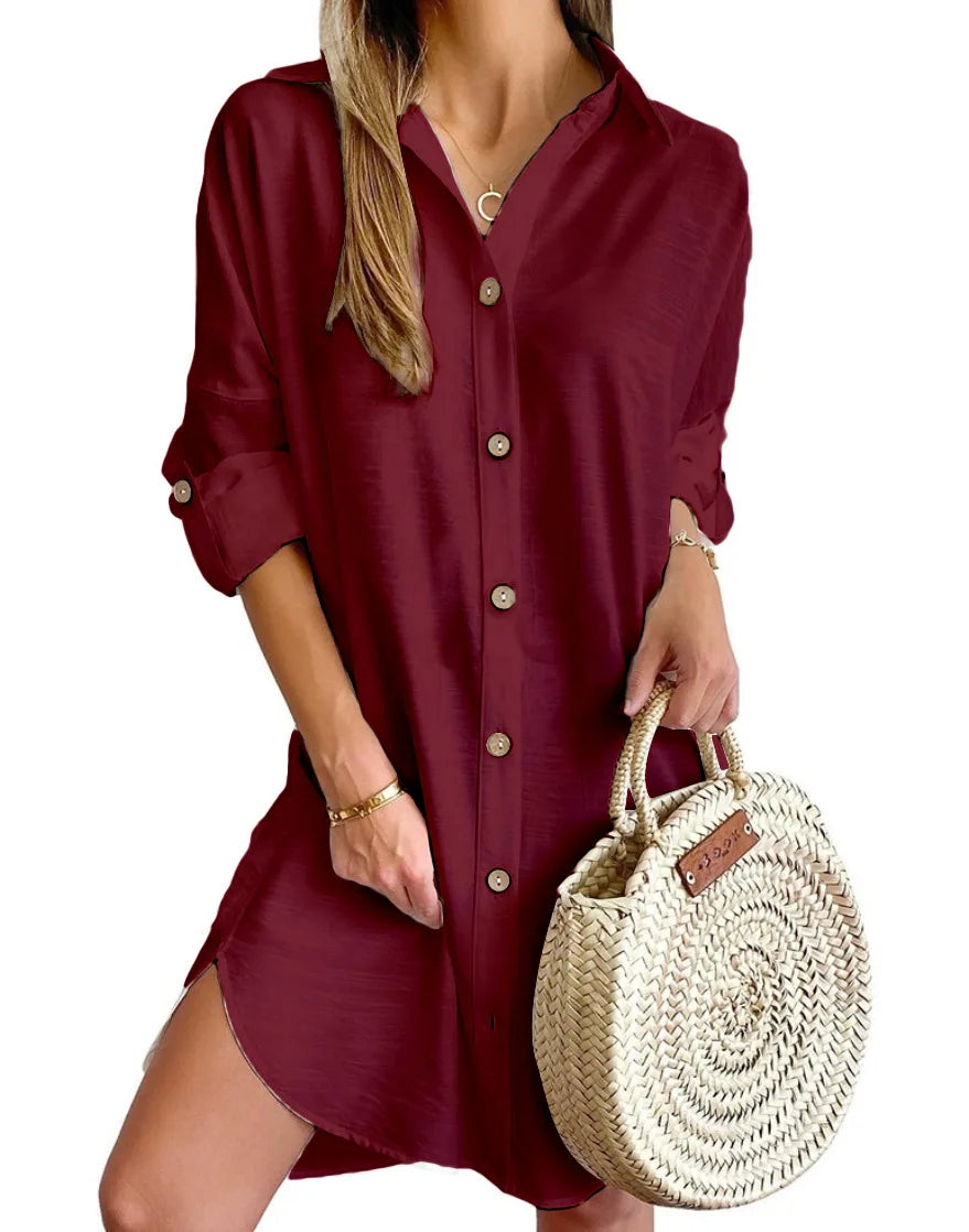 Women's Button Up Shirt Dress