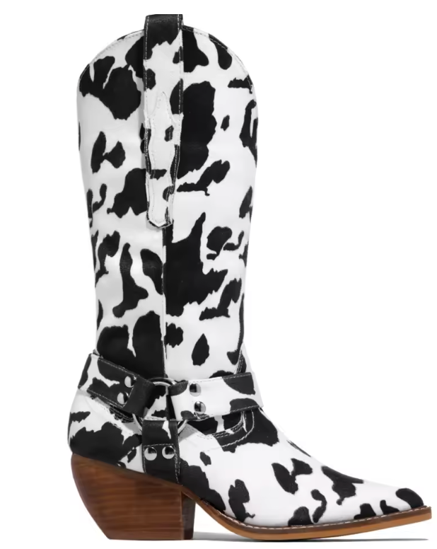 Black cow-print cowboy Boots