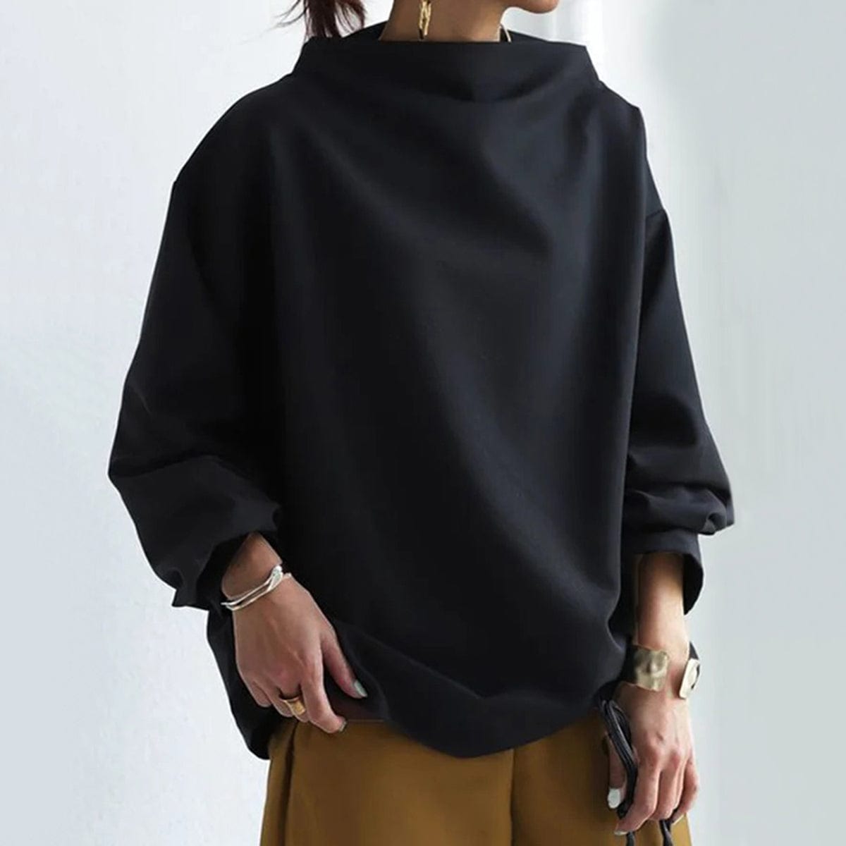 Black High-neck Soft Knit Sweater