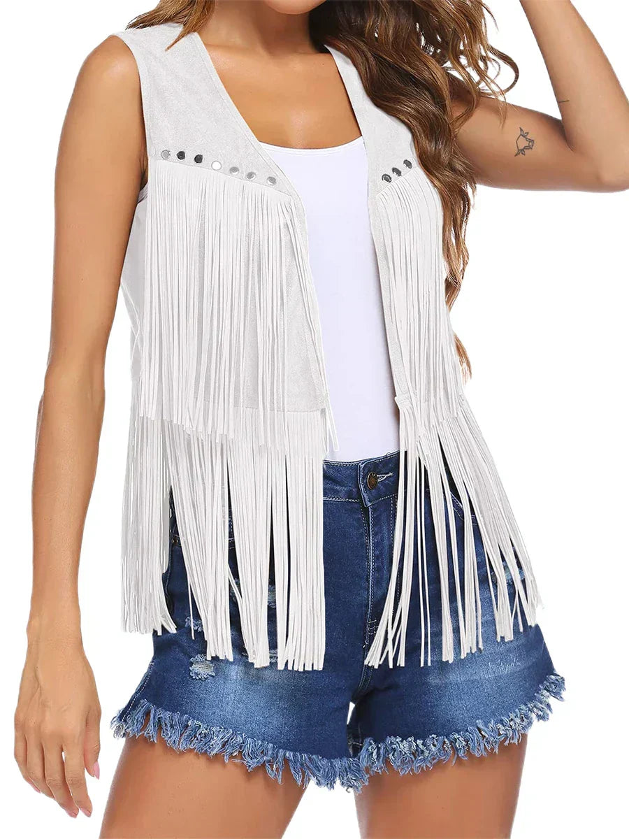 Fringe faux suede vest