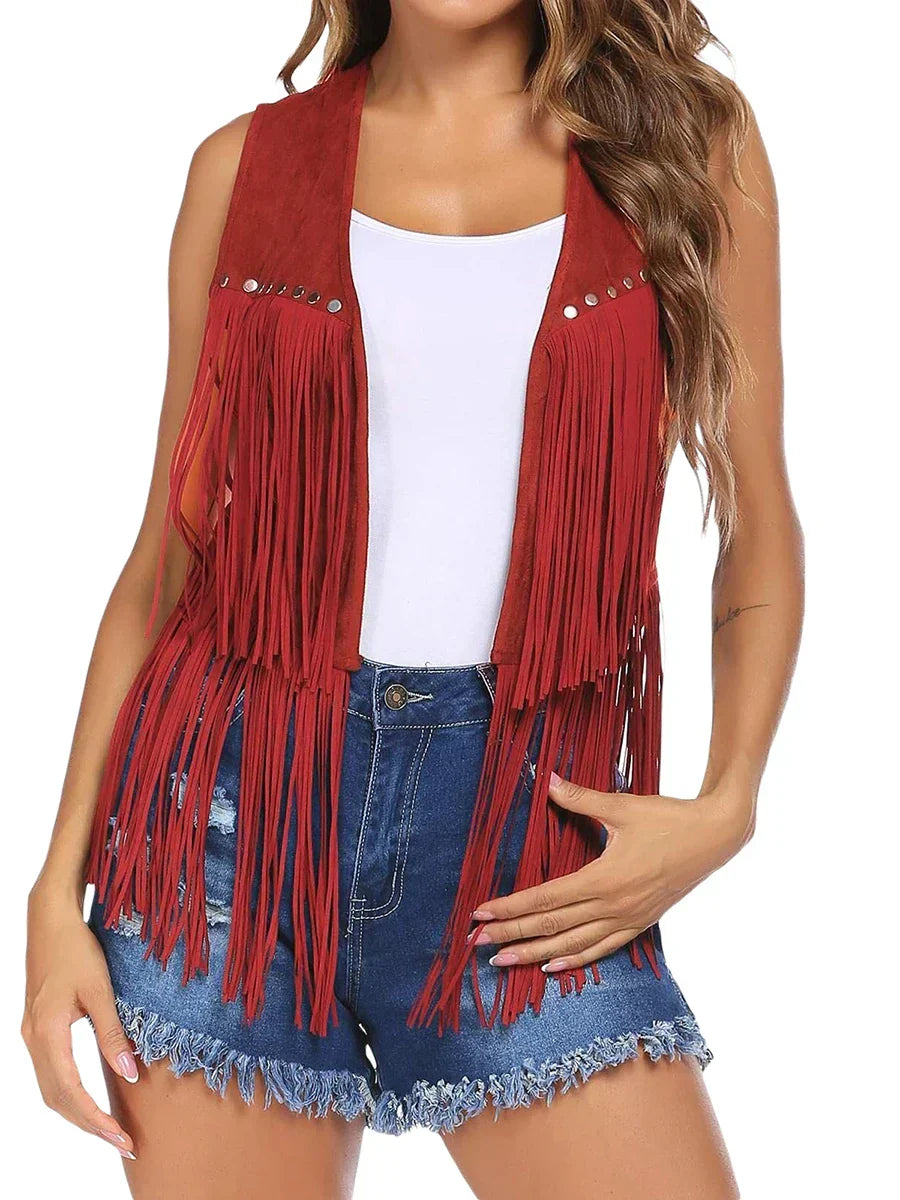 Fringe faux suede vest