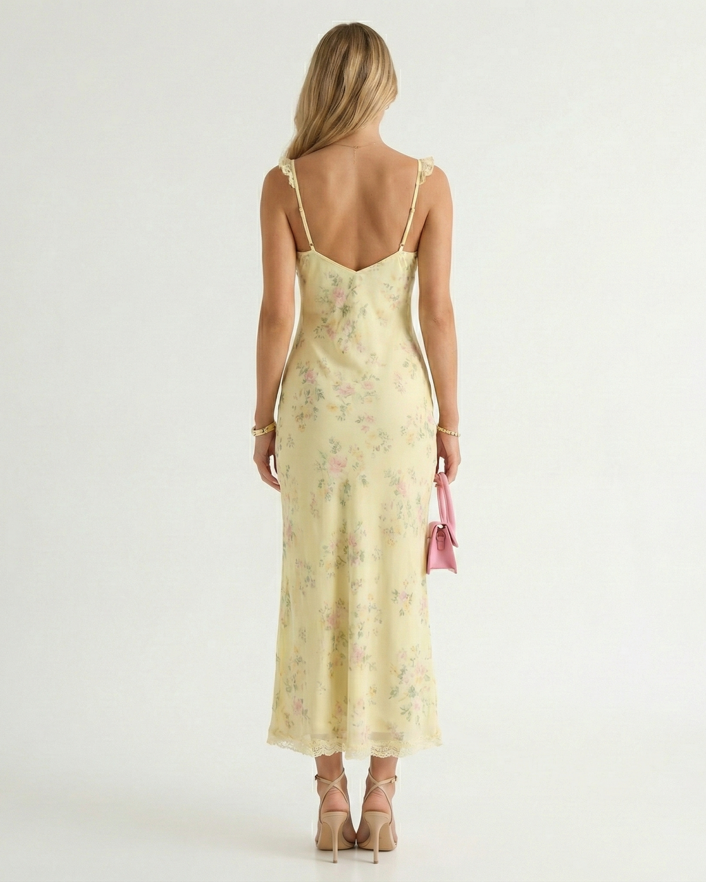 Floral Spaghetti Strap Backless Midi Dress
