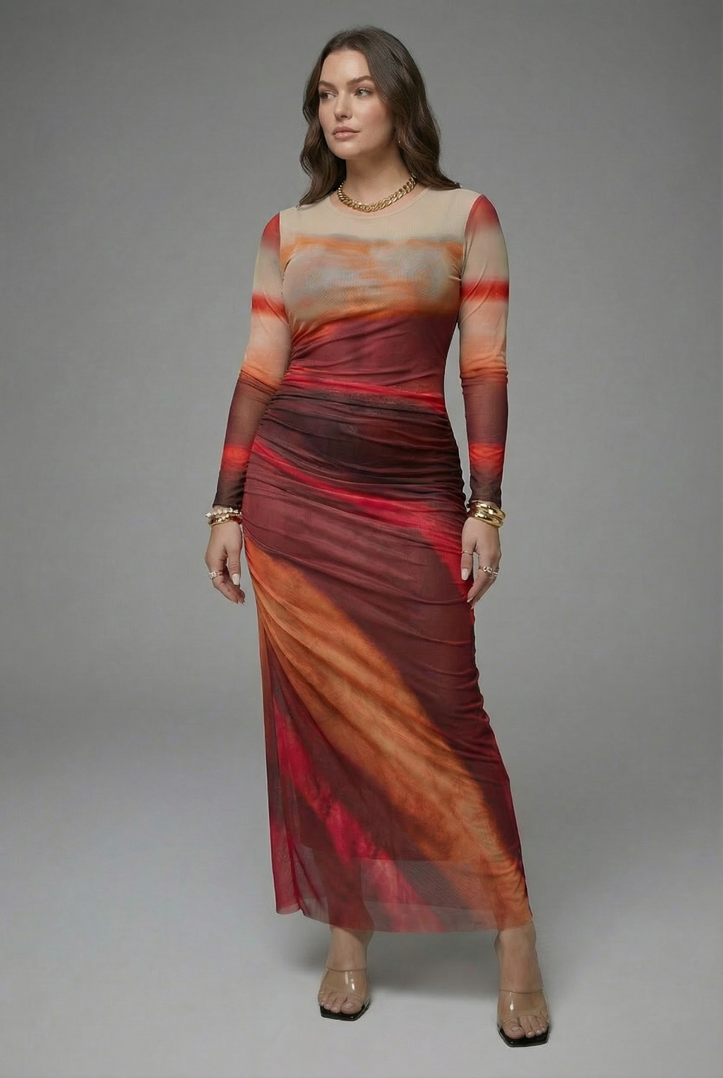 Women’s Tailored Long Sleeve Bodycon Maxi Dress