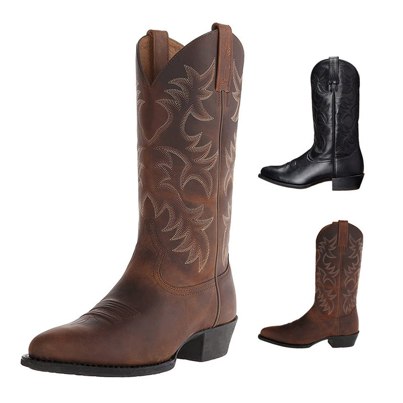 Brown rugged western mid-calf Boots