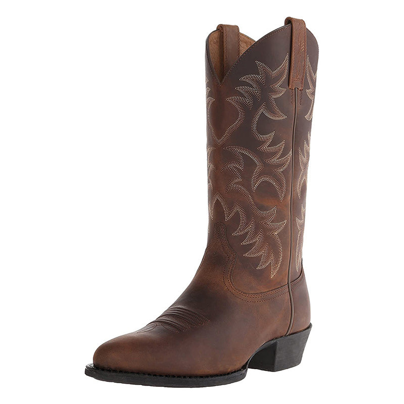 Black rugged western mid-calf Boots